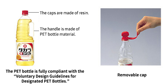 The PET bottle is fully compliant with the “Voluntary Design Guidelines for Designated PET Bottles.” Removable cap