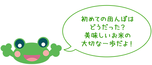 初めての田んぼは
どうだった？
美味しいお米に
なるといいね！