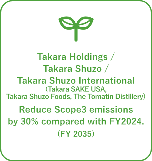Takara Holdings / Takara Shuzo / Takara Shuzo International Reduce Scope3 emissions by 30% compared with FY2024.(FY2035) 